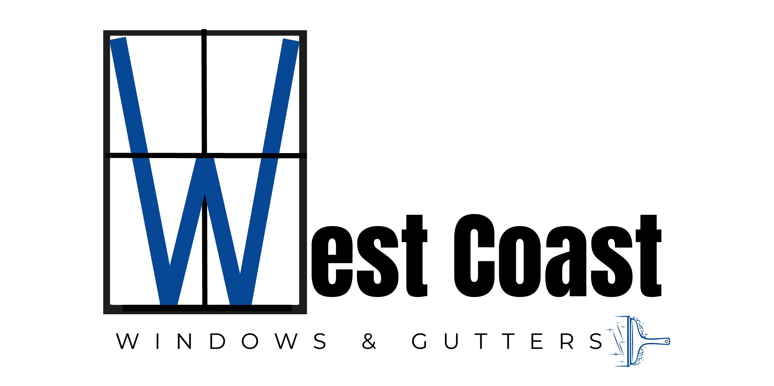 West Coast Windows and Gutters Logo with a window and cleaning brush.